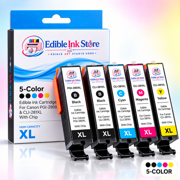 EdibleInkStore 5-Color Edible Ink Cartridge Multipack for Canon PGI-280XL & CLI-281XL With Chip