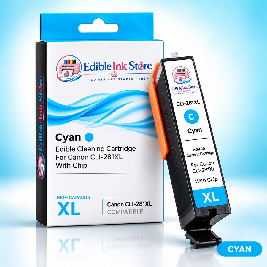 EdibleInkStore Cyan Edible Cleaning Cartridge for Canon CLI-281XL With Chip