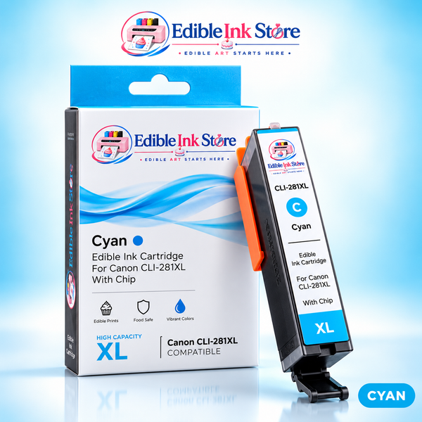 EdibleInkStore Cyan Edible Ink Cartridge for Canon CLI-281XL With Chip